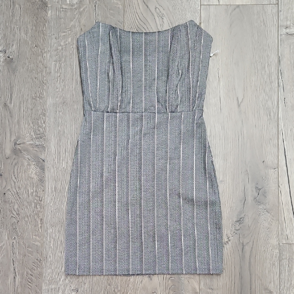 Elegant Gray Striped Dress